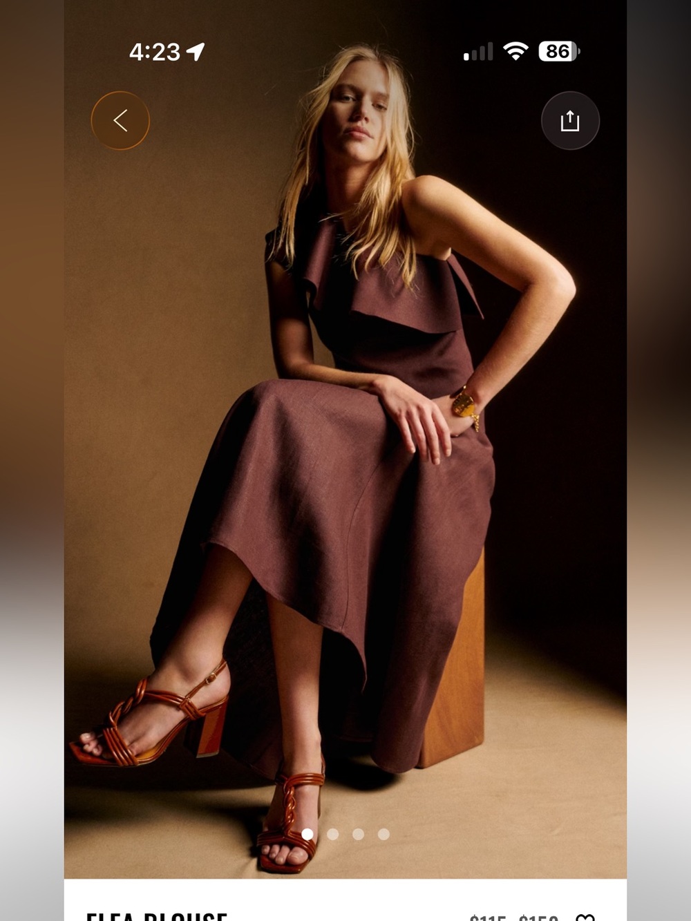 Sezane two piece Chocolate Brown Elea blouse and Soelle skirt Sz 38 EU US 6 - Picture 2 of 7